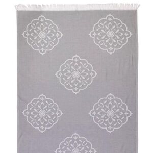 Medallion Pestamal Turkish cotton flatwoven towel light gray